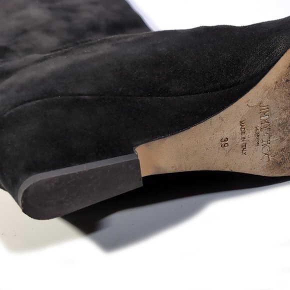 Jimmy Choo Boots 39 | Size 8 Manson 50 Suede Wedge Black Boots - Picture 8 of 9